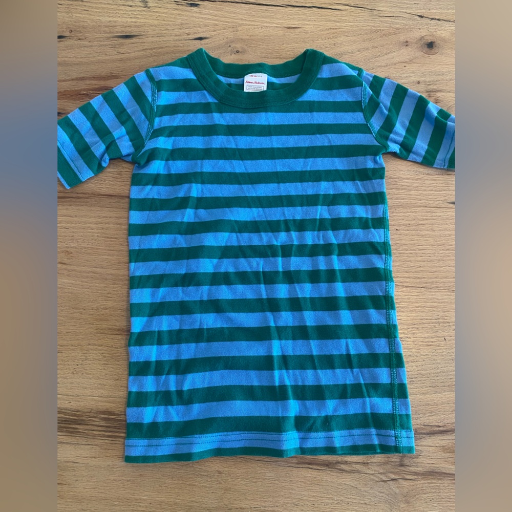 Hanna Andersson‎ Teal and Navy Striped Kids Tee 8 Preloved